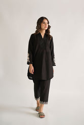 DC-2125 BLACK KHADDAR 2PCS EMBROIDERED KURTA WITH TROUSER
